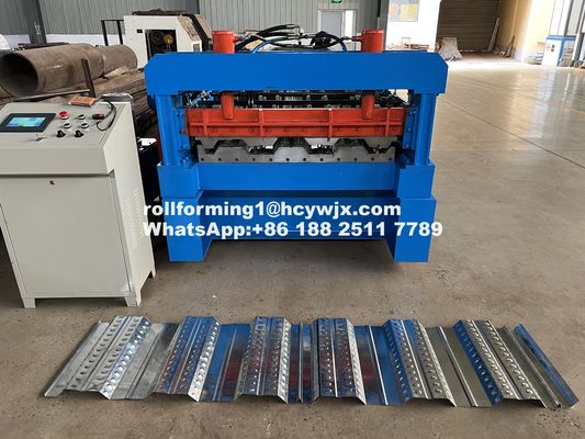 1220mm Ribbed Floor Deck Roll Forming Machine Frame Welded với điều khiển PLC cắt thủy lực