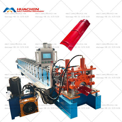 Máy làm tấm mái nhà kim loại làm mái nhà thép Ridge Cap Roll Forming