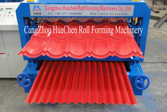 Hydraulic Cutting Double Layer Steel Sheet Roof Forming Machine With 2 Profiles in One