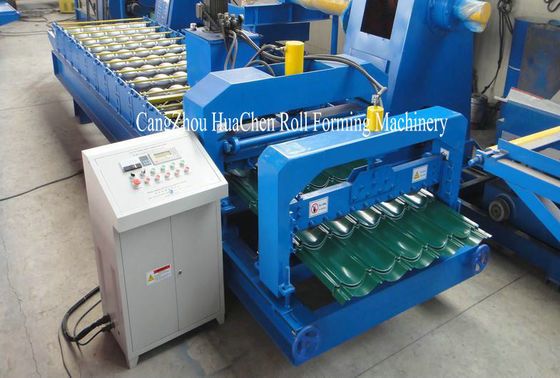 Hydraulic Shearing Glazed Corrugated Sheet Roll Forming Machine PLC Control